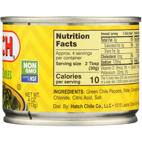 HATCH: Mild Diced Green Chiles, 4 oz