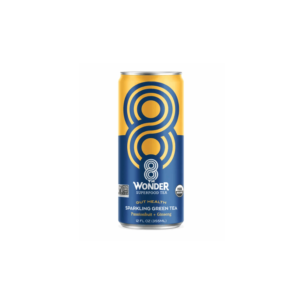 8TH WONDER: Sparkling Green Tea Passionfruit Ginseng Gut Health, 12 fo