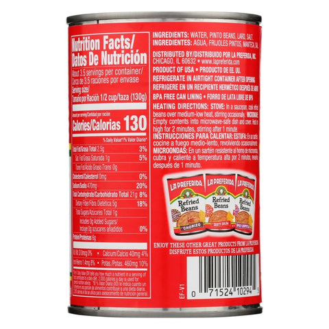 LA PREFERIDA: Authentic Refried Beans, 16 oz