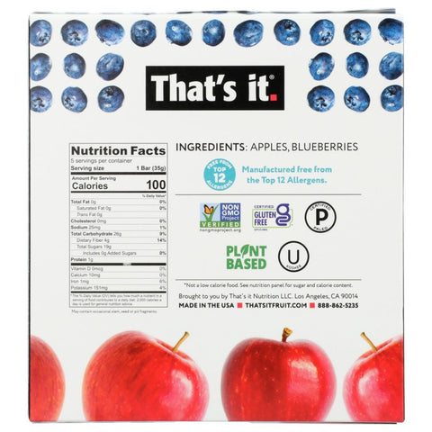 THATS IT: Apple and Blueberry Fruit Bars, 6 oz