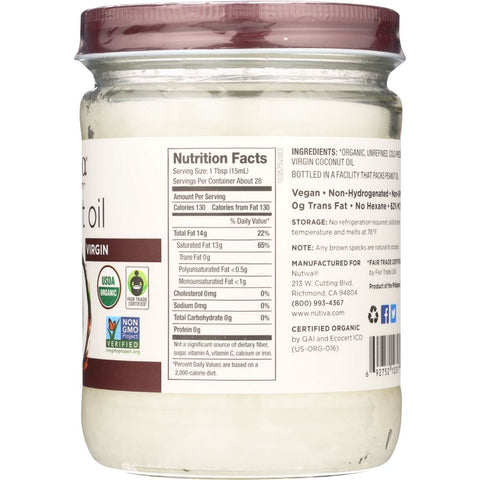 NUTIVA: Organic Superfood Extra Virgin Coconut Oil, 14 oz