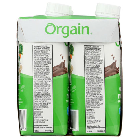 ORGAIN: Organic Nutritional Shake Creamy Chocolate Fudge 4 count, 44 oz