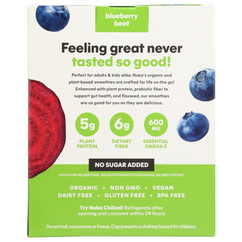 NOKA: Blueberry Beet Superfood Smoothie Prebiotic Fiber 4Pk, 16.9 oz